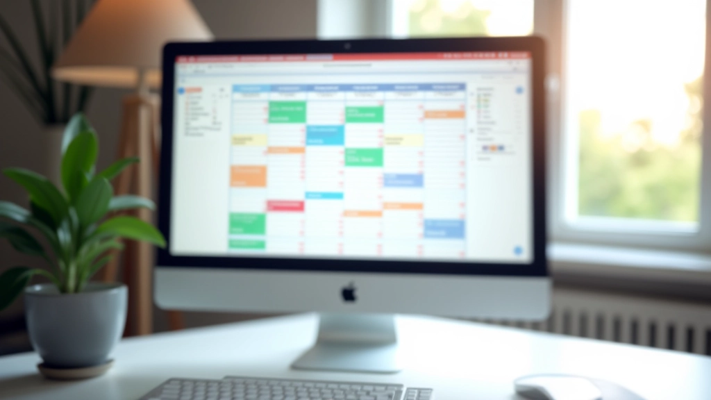 Écran d'ordinateur affichant un calendrier numérique avec des événements colorés et des rappels programmés