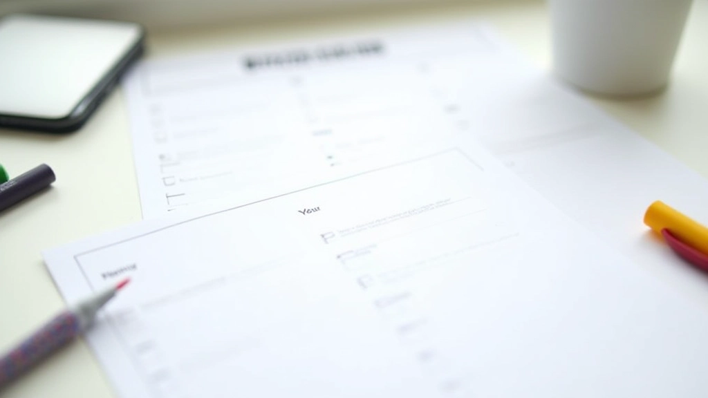 Différentes listes de contrôle posées sur une table, stylos colorés, marqueurs, format papier et numérique