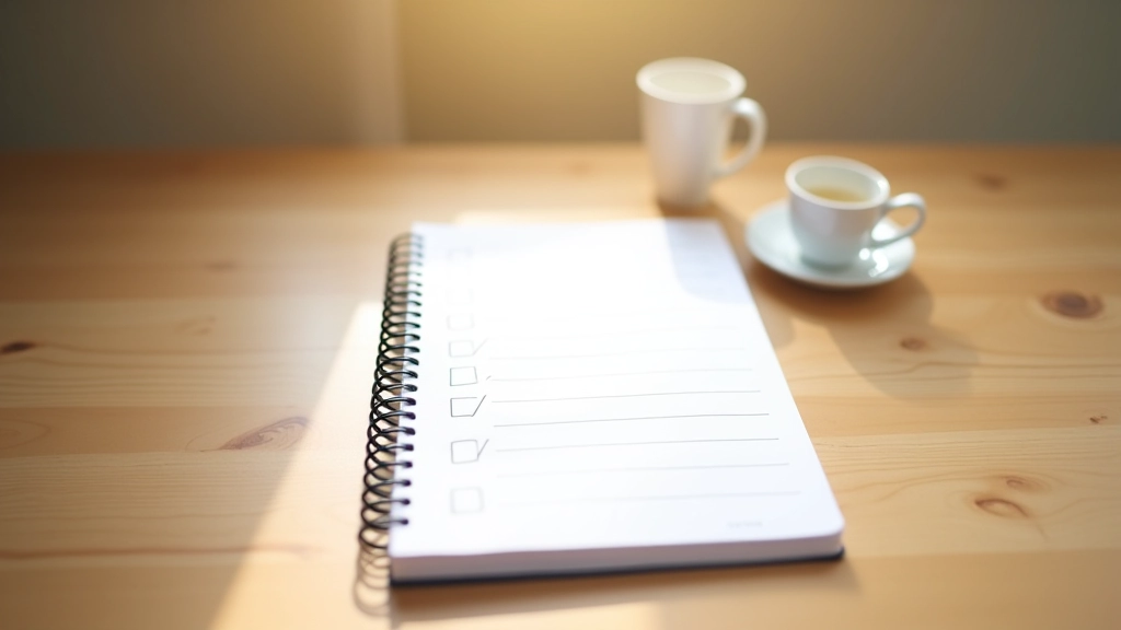 Carnet de suivi d'entraînement avec des jours cochés, stylo et tasse de café sur une table en bois